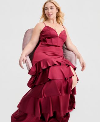 Trendy Plus Size Sleeveless Ruffled Gown