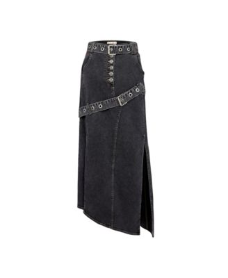 Women's Colorblocked Stretch Denim Skirt
