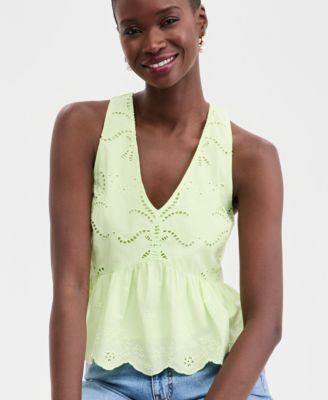 Women's Cutwork V-Neck Tank Top