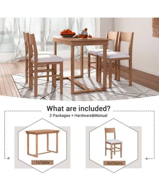 Space-Saving 5-Piece Counter Height Dining Table Set with 4 Upholstered Chairs