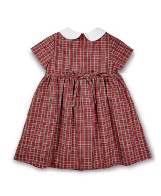 Baby Girls Plaid Dress With Flowers