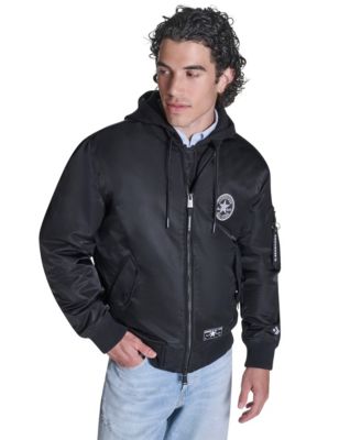 Men's Hooded Bib Varsity Bomber Jacket