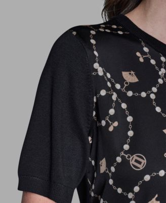 Women's Short-Sleeve Printed Sweater