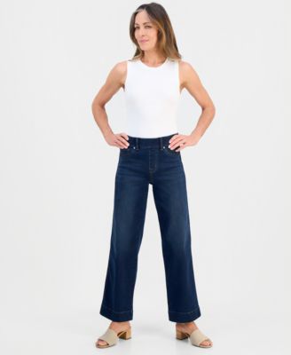 Style & Co - Petite Pull-On Shaping High-Rise Wide-Leg Jeans