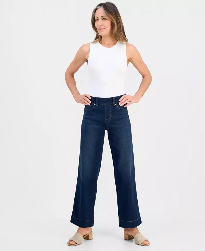 Petite Pull-On Shaping High-Rise Wide-Leg Jeans - thumbnail 7