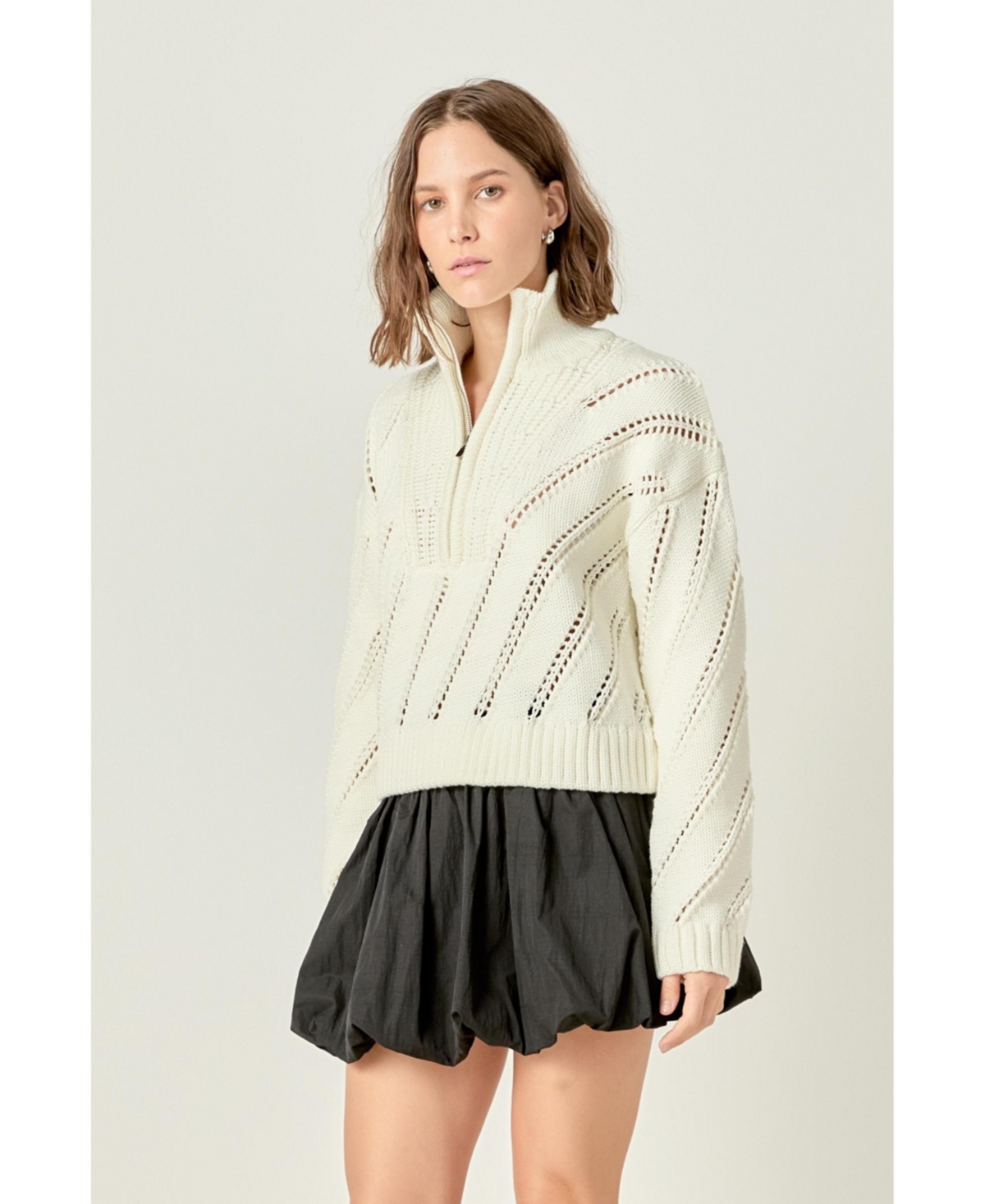 English Factory Women's Collar Zip Up Knit