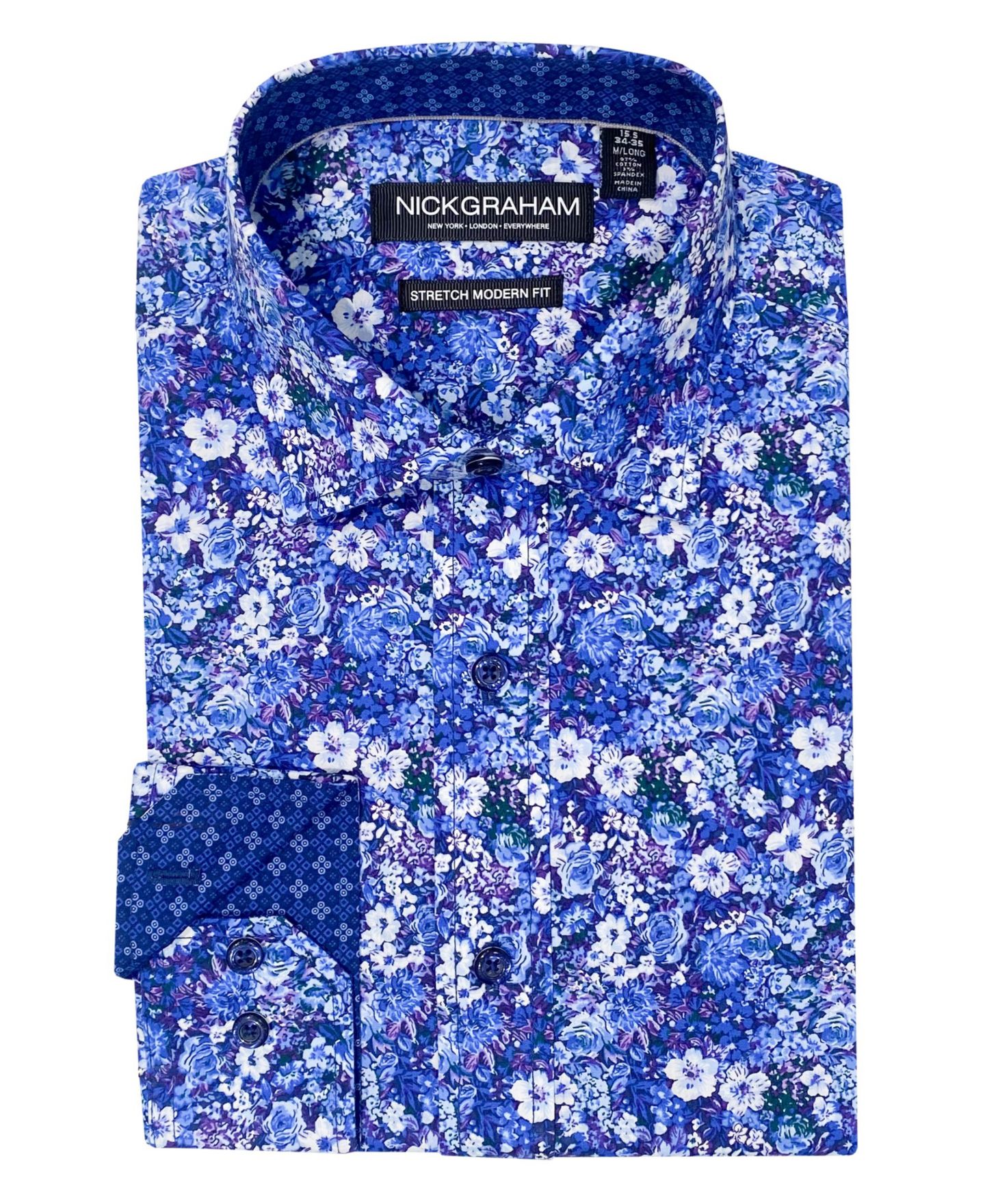 Мужская рубашка Nick Graham Hillside Floral Modern-Fit, цвет: Тёмно-синий — фото 7