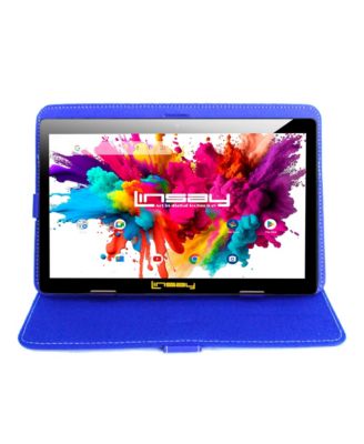 LINSAY - 10.1" 1280 x 800 IPS Screen Quad Core 2GB RAM Tablet 32GB Android 10 with Blue Leather Case