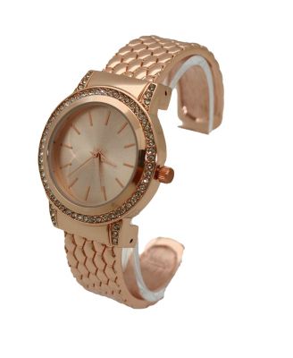 Rose Gold Solid And Rhinestones Bangle Watch