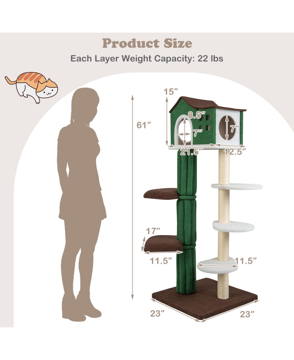 Sugift Multi-level Cat Tree with Condo andand Anti-tipping Device