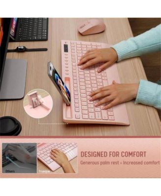 Wireless Keyboard and Mouse Combo - Full-Size Quiet Keyboard with Rest, Multimedia Keys, Power Switch, Compatible with OS, PC, Laptop