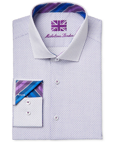 Michelsons of London Men's Slim-Fit Dot-Print Dobby Dress Shirt