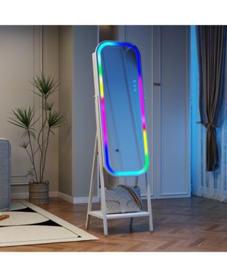 Hanging Round Mirror Jewelry Cabinet with Wall Mount Option