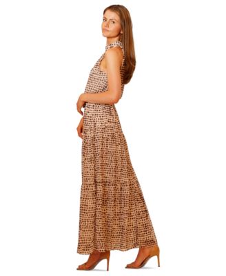 Women's Mock Neck 3 Tier Maxi Dress