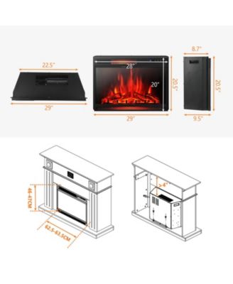 28 Inch Electric Freestanding and Recessed Fireplace with Remote