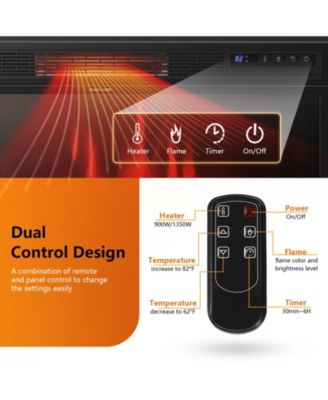 28 Inch Electric Freestanding and Recessed Fireplace with Remote