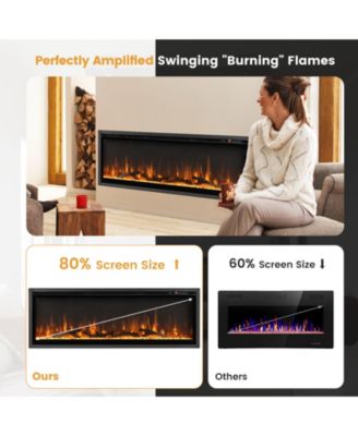 50 Inches Electric Fireplace in-Wall Recessed with Remote Control and Adjustable Color and Brightness
