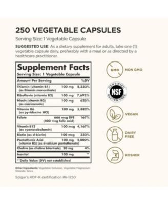 B-Complex 100 Veg Capsules ,250 Veg Caps