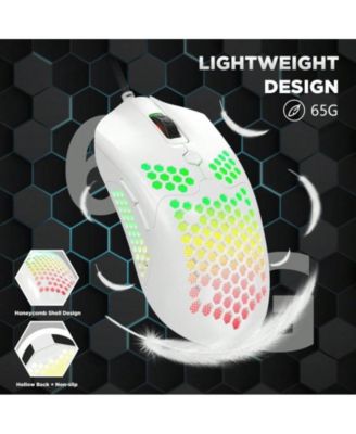 2-Pc Mechanical Gaming Combo – 82-Key Backlit Keyboard with Purple Switches, 65G Honeycomb Mouse with 12000 DPI