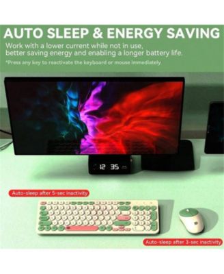 Wireless Keyboard and Mouse Combo – 2.4GHz Cordless, Quiet Slim Set with Cute Round Keys for Laptop, Computer, TV