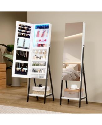 60" LED Jewelry Mirror, Standing Armoire with Storage