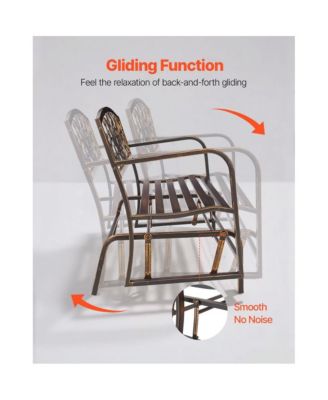 Patio Glider Bench with Metal Frame and Cast Iron Backrest