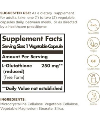 Reduced L-Glutathione ,250 mg ,30 V Caps