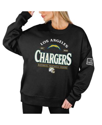 Gameday Couture - Women's Black Los Angeles Chargers Oversized Players Only Black Label Pullover Sweatshirt