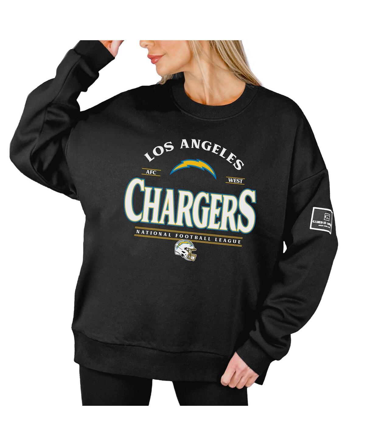 Gameday Couture Women's Black Los Angeles Chargers Oversized Players Only Black Label Pullover Sweatshirt In Black