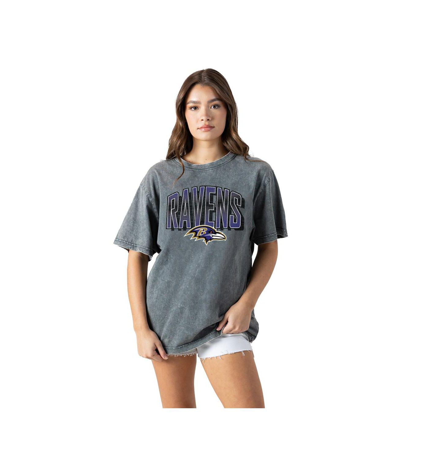 Женская футболка Gameday Couture Gray Baltimore Ravens Peak Performance Oversized Snow Wash — фото 2