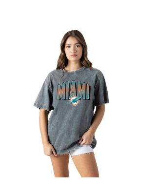 Women's Gray Miami Dolphins Peak Performance Oversized Snow Wash T-Shirt