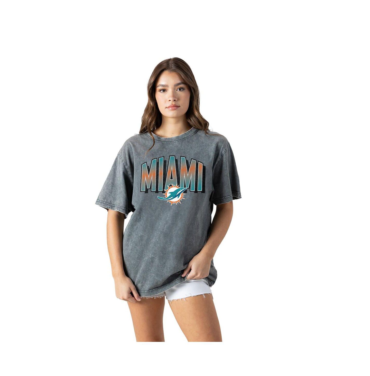 Женская футболка Gameday Couture Gray Miami Dolphins Peak Performance Oversized Snow Wash — фото 3