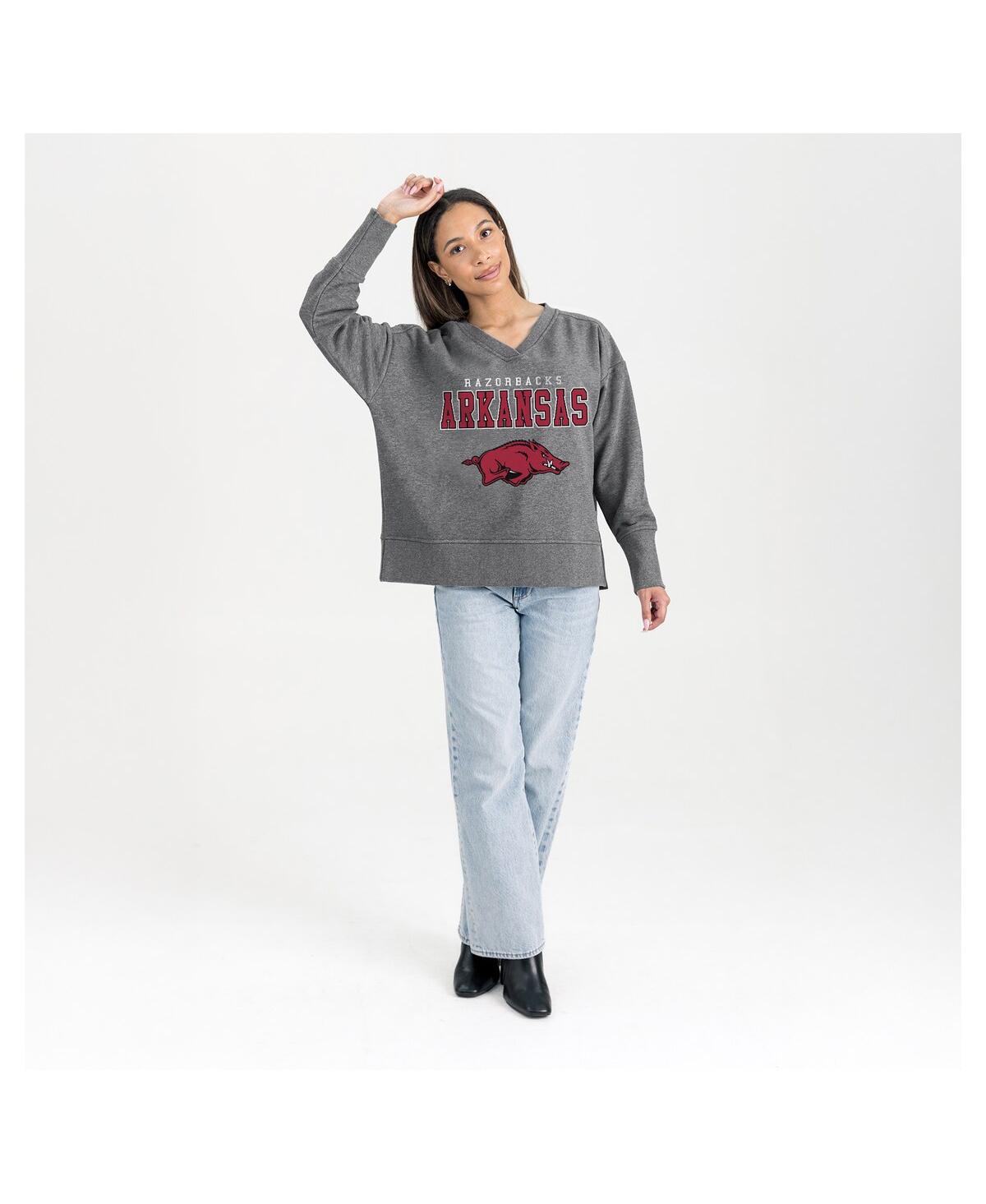 Gameday Couture Women's Gray Arkansas Razorbacks French Terry V-neck Pullover Sweatshirt In Gray