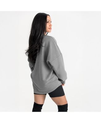 Women's Gray Buffalo Bills Oversized Sweet Victory Corded Sweatshirt