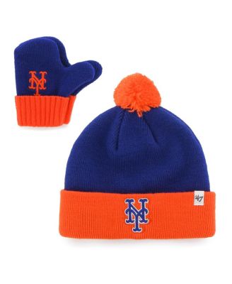 '47 Brand - 47 Brand Toddler Royal New York Mets Bam Cuffed Knit with Pom Mittens Hat Set