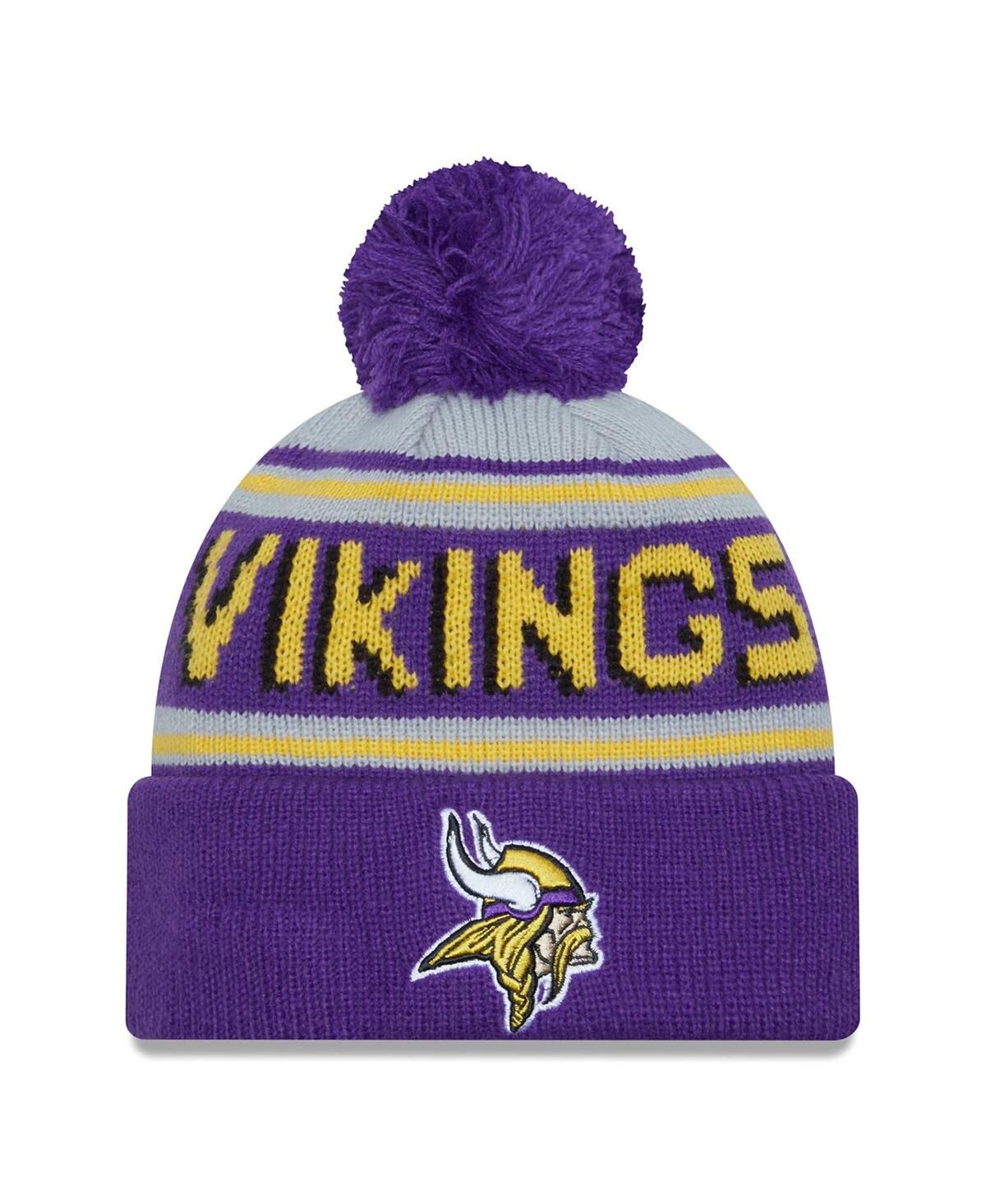 Мужская фиолетовая шапка Minnesota Vikings из основного трикотажа с манжетами и помпоном