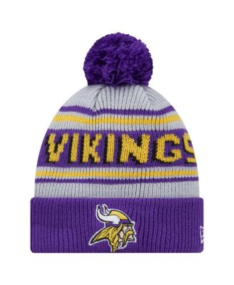 New Era - Big Boys and Girls Purple Minnesota Vikings Main Cuffed Knit with Pom Hat