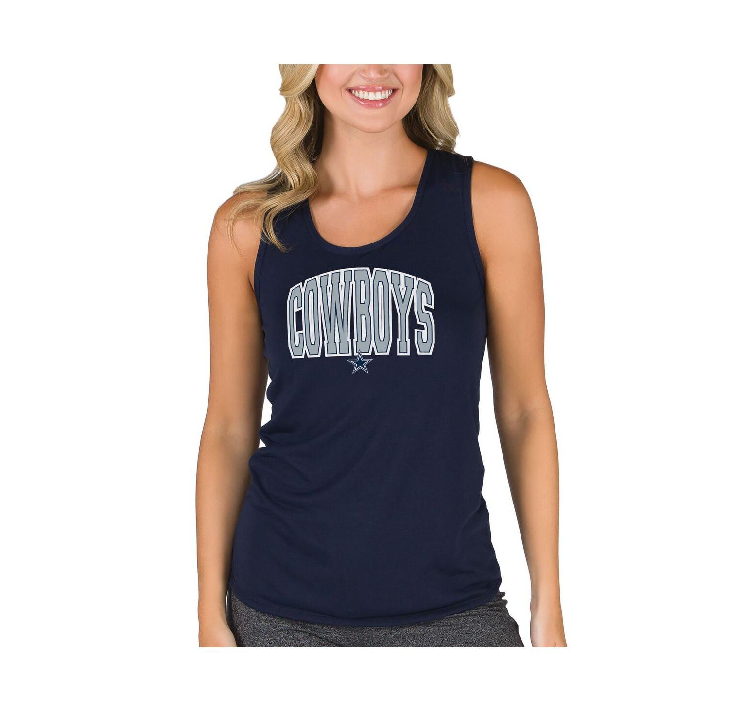 Women's Navy Dallas Cowboys Marathon Racer Back Tank Top