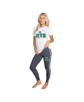 Concepts Sport - Women's 2-Piece 2-Piece Charcoal/ New York Jets Sonata Short Sleeve Top and Leggings Set