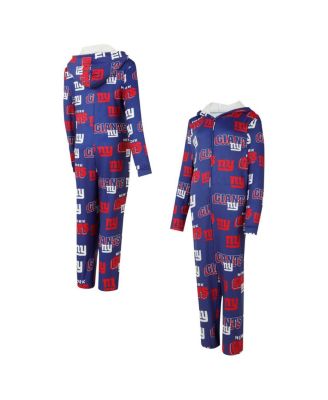 Concepts Sport - Women's Royal New York Giants Roadway Allover Print Microfleece Full-Zip Union Suit