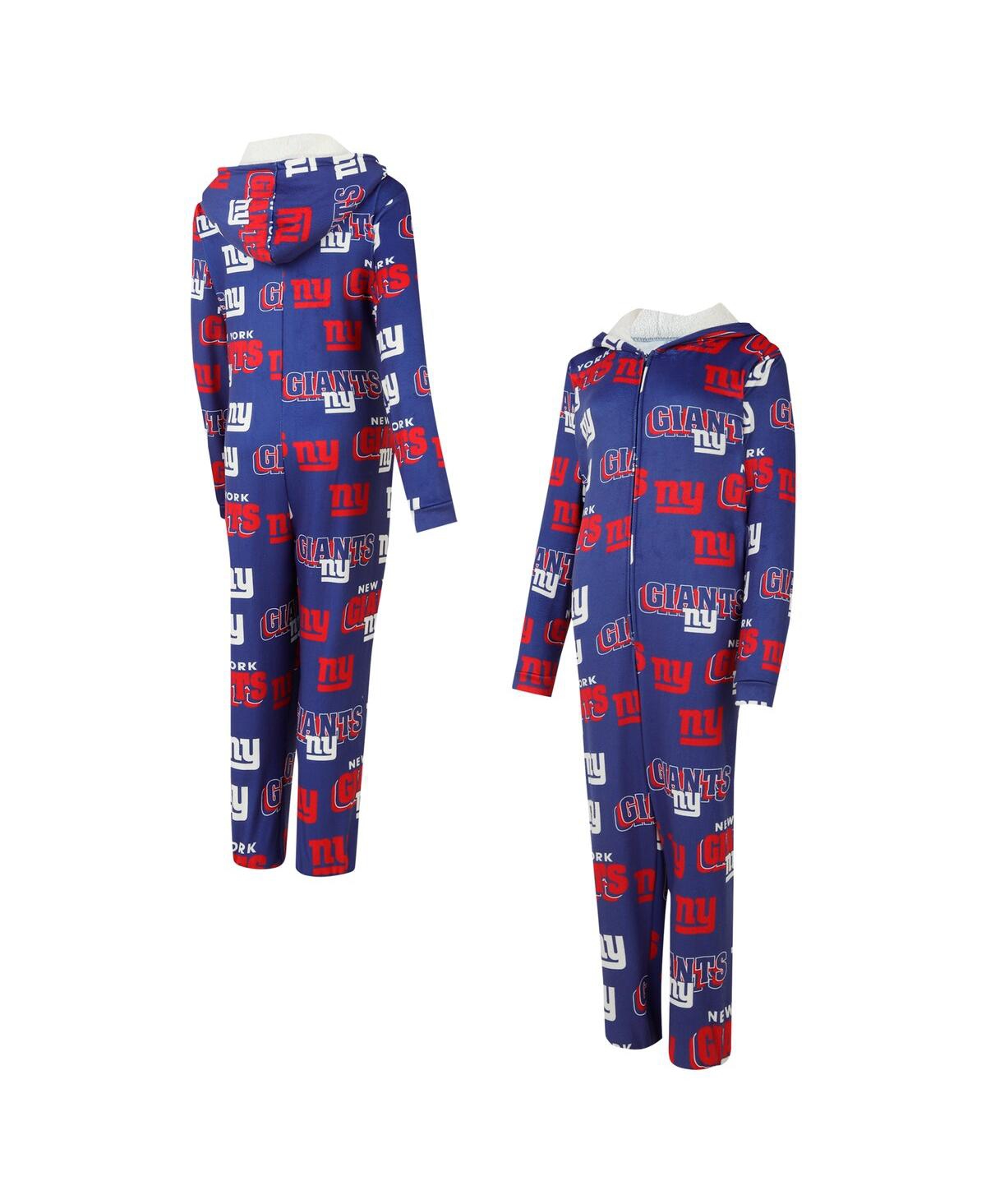 Concepts Sport Women's Royal New York Giants Roadway Allover Print Microfleece Full-zip Union Suit In Multi