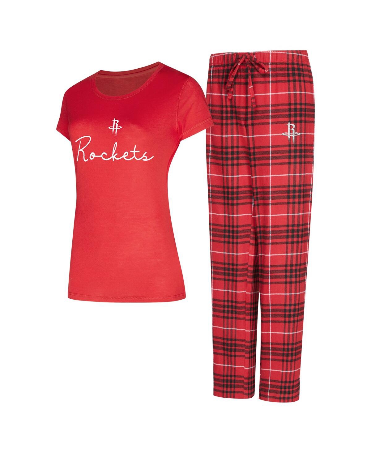 Concepts Sport Women's 2-piece Red/black Houston Rockets Vector Top And Flannel Pants Sleep Set In Multi