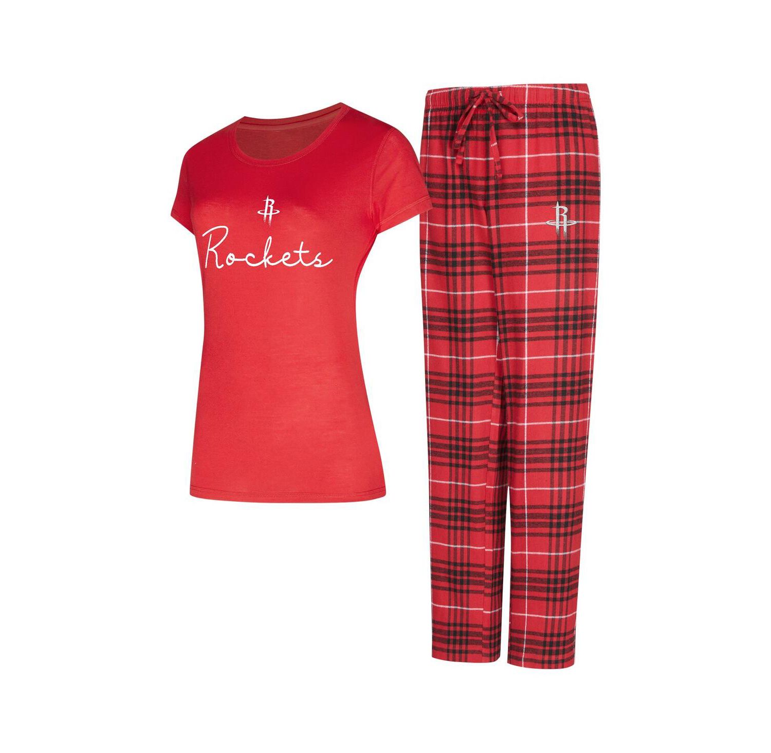 Women's 2-Piece Red/Black Houston Rockets Vector Top and Flannel Pants Sleep Set