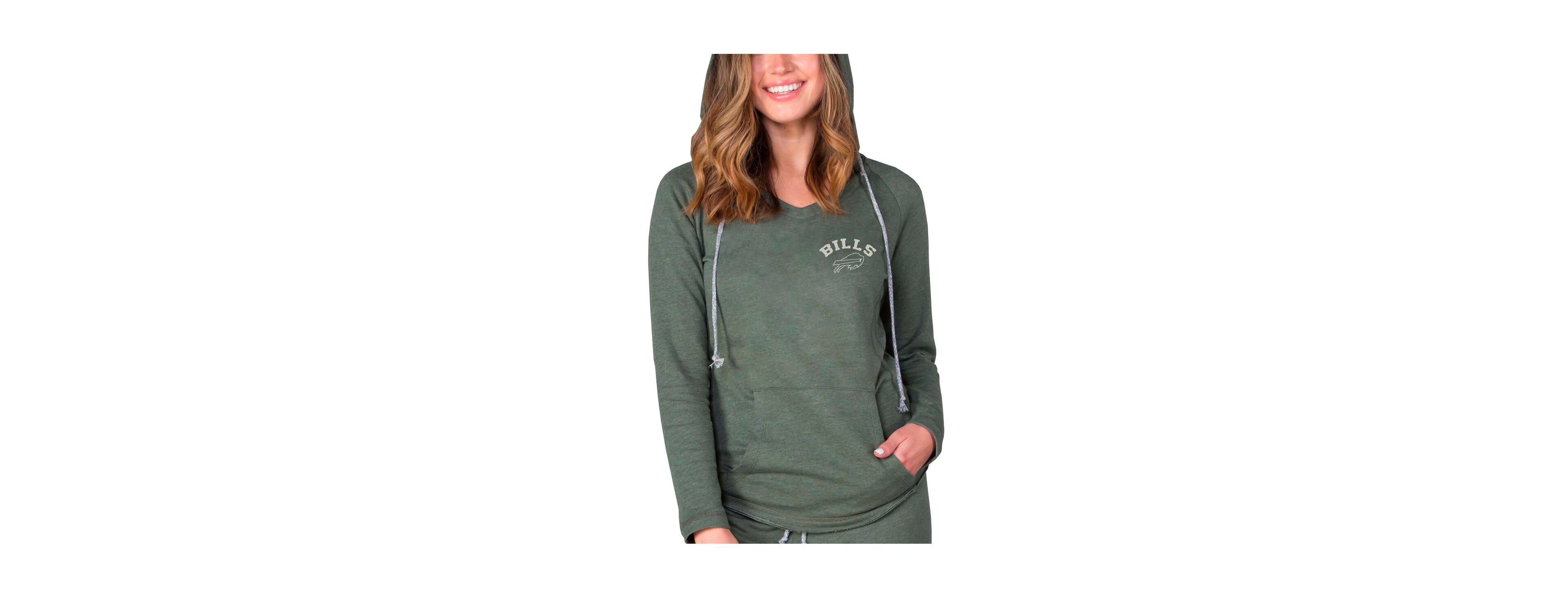 Concepts Sport Women's Green Buffalo Bills Mainstream Terry Tri-Blend V-Neck Pullover Hoodie