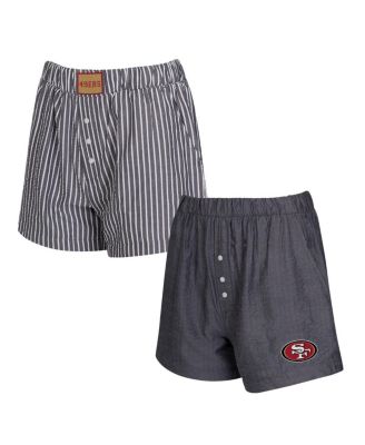 Concepts Sport - Women's 2-Pack Charcoal San Francisco 49ers Stripes and Solids Boxer Shorts Set