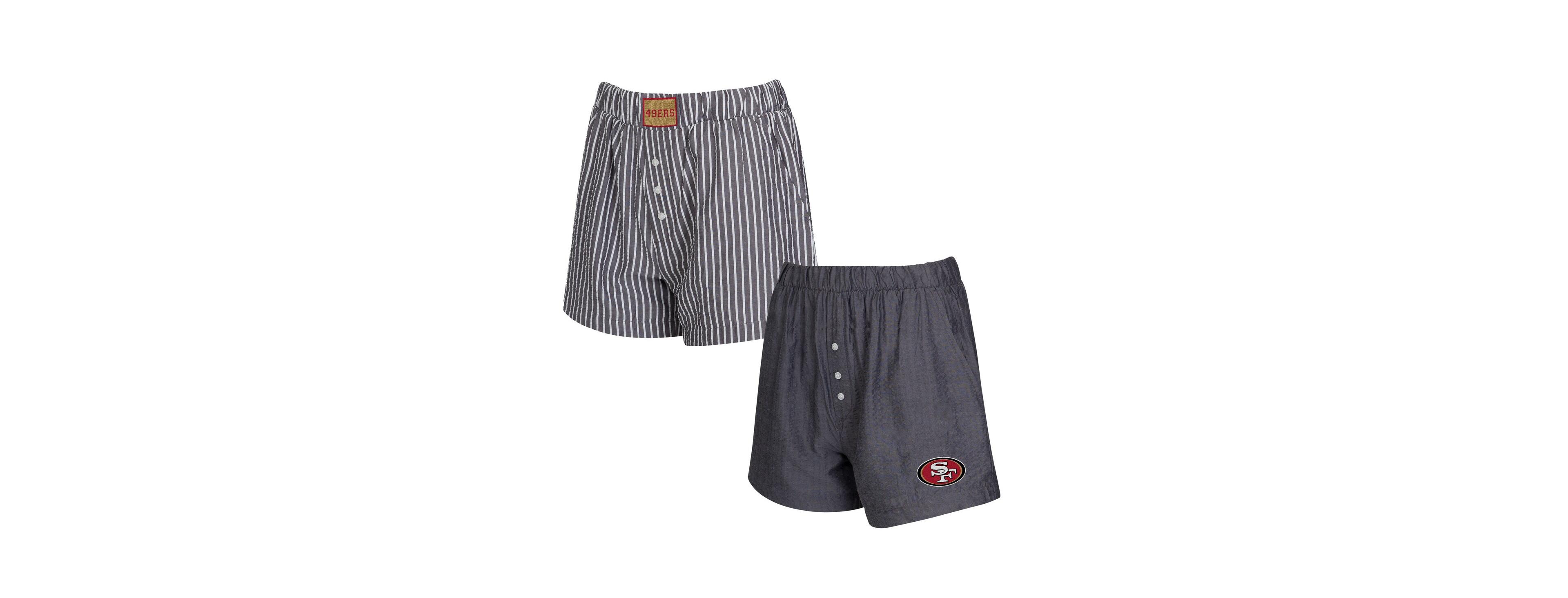 Concepts Sport Women's 2-Pack Charcoal San Francisco 49ers Stripes and Solids Boxer Shorts Set