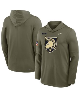 Nike - Men's Olive Army Black Knights 2025 Military Appreciation Dri-FIT Long Sleeve Hoodie T-Shirt