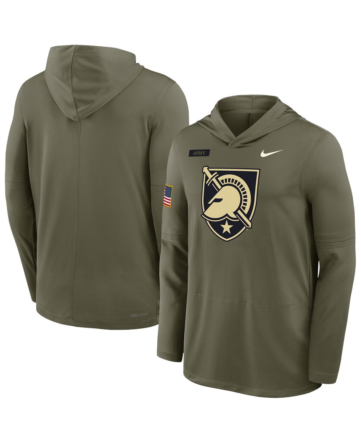 Nike Men's Olive Army Black Knights 2025 Military Appreciation Dri-fit Long Sleeve Hoodie T-Shirt