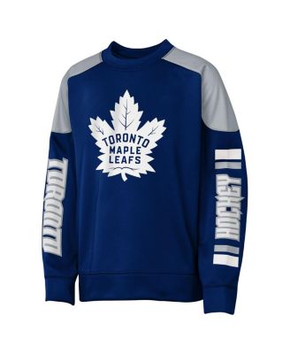Big Boys and Girls Auston Matthews Blue Toronto Maple Leaf Best Defense Name Number Crewneck Sweatshirt