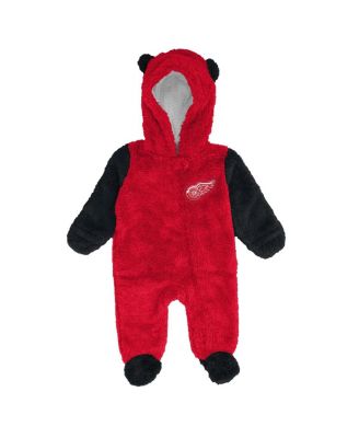 Newborn Red Detroit Red Wings Stay Napping Fleece Bunting Full-Zip Hooded Sleeper